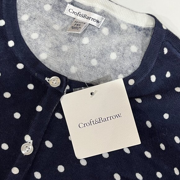 Croft & Barrow Blue Polka Dot Cardigan XXL NWT - Picture 4 of 6